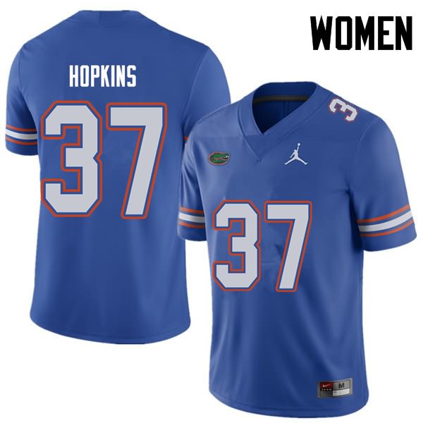 NCAA Florida Gators Tyriek Hopkins Women's #37 Jordan Brand Royal Stitched Authentic College Football Jersey YOO7364YQ